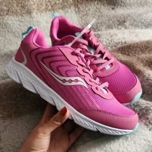Saucony Fuchsia and White Running Shoes